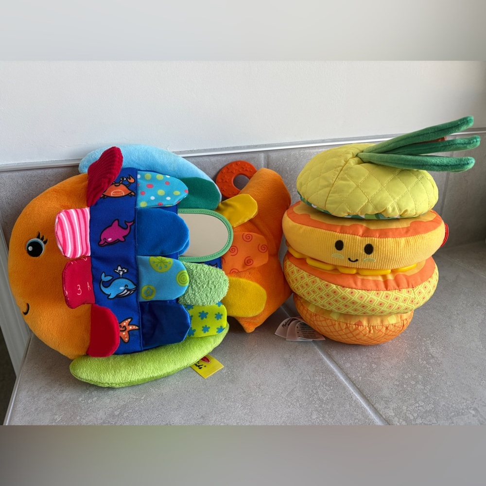 Melissa & Doug Flip Fish Sensory Baby Toy & Pineapple Soft Ring Stacker
